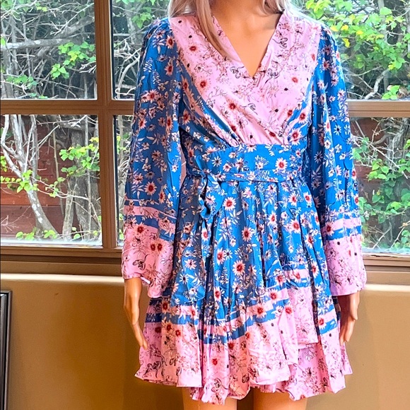 Floral flirty rayon wrap around dress - Picture 1 of 8